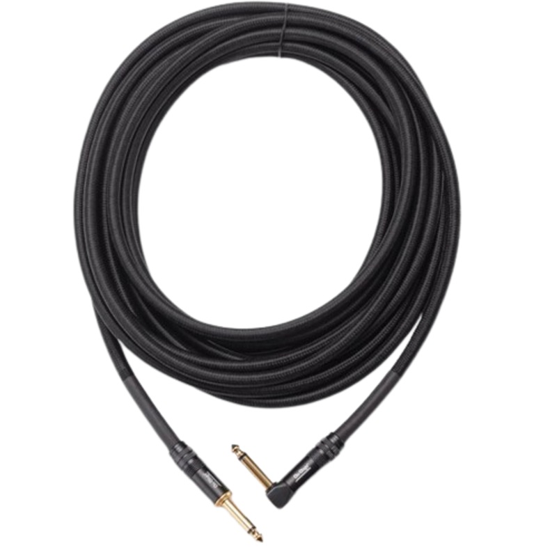 On-Stage OSPRO-ICR-15 Braided Straight 1/4″ Male to Right-Angle 1/4″ Male Instrument Cable – 15′