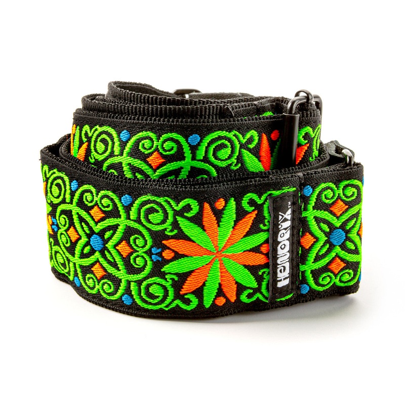 Dunlop JH26 Jimi Hendrix Guitar Strap (Blacklight Fillmore Green Strap)