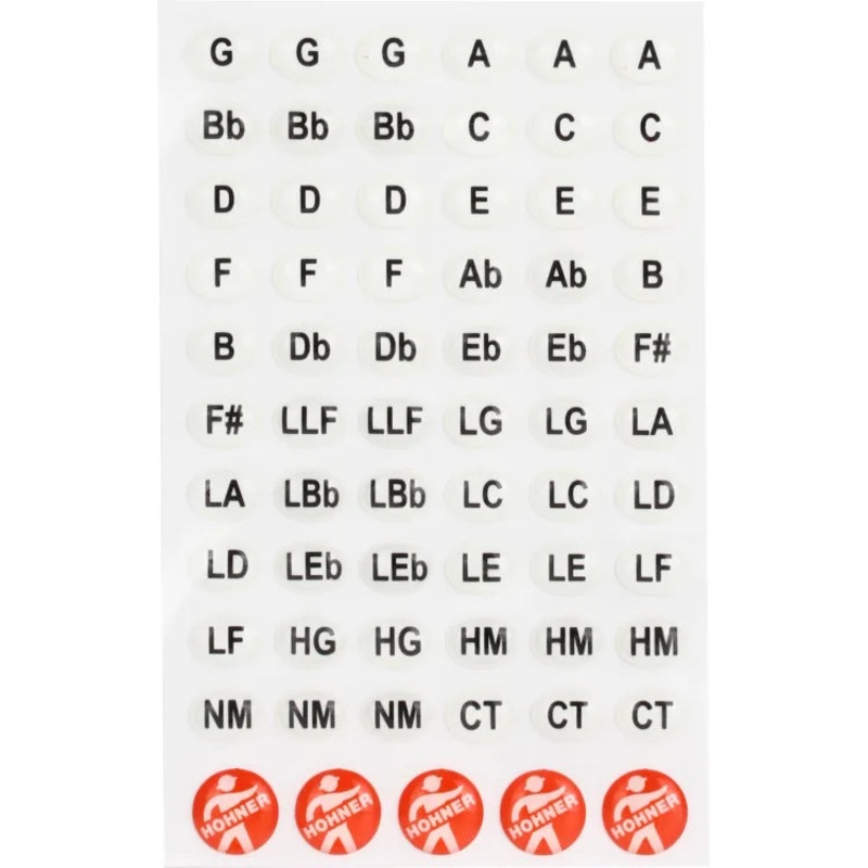 Hohner MZ20195 Glow In The Dark Harmonica Key Stickers