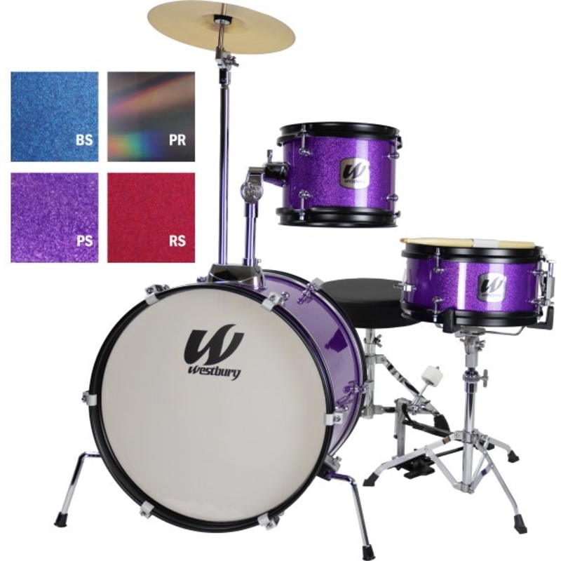 Westbury WST-JR3-BS 3 Piece Junior Drum Set Complete With Throne (Blue Sparkle)