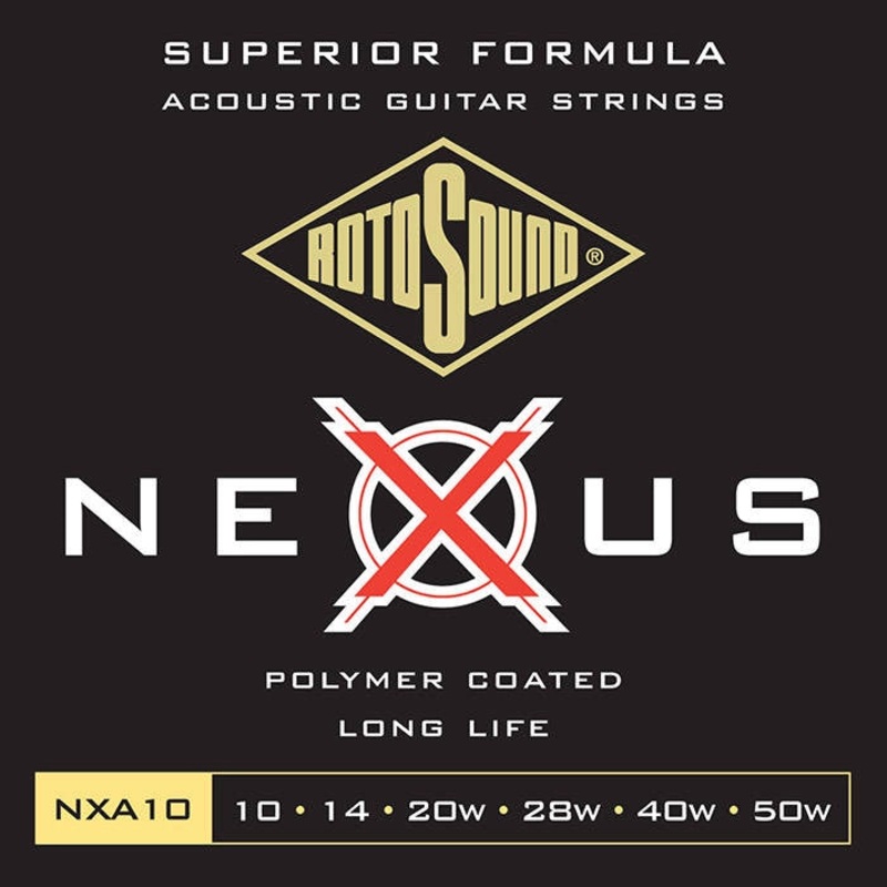 Rotosound NXA10 Nexus Coated Acoustic Guitar Strings – 10-50