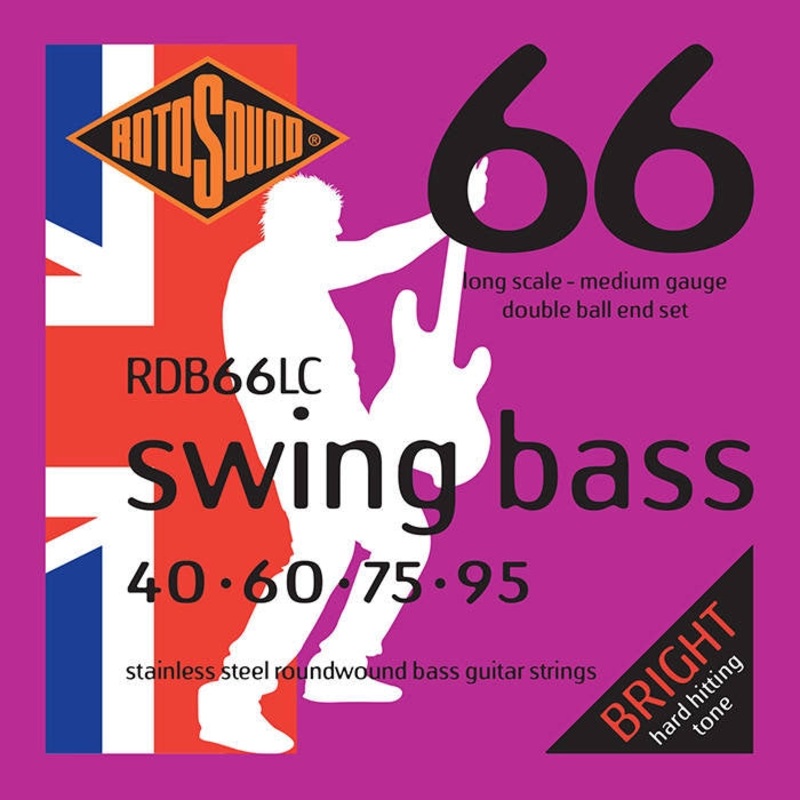 Rotosound RDB66LC Stainless Steel Double Ball End Bass Strings – 40-95