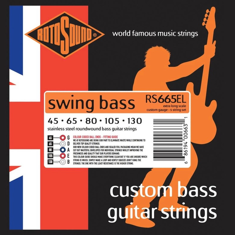 Rotosound RS665EL Stainless Steel 5 Bass Strings (Extra Long Scale) – 45-130