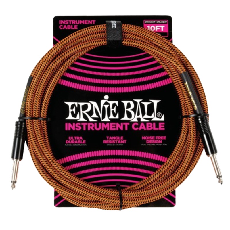 Ernie Ball 6468EB Pumpkin Pie Straight/Straight Instrument Braided Cable – 10ft