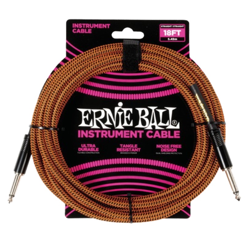 Ernie Ball 6469EB Straight/Straight Pumpkin Pie Instrument Braided Cable – 18ft