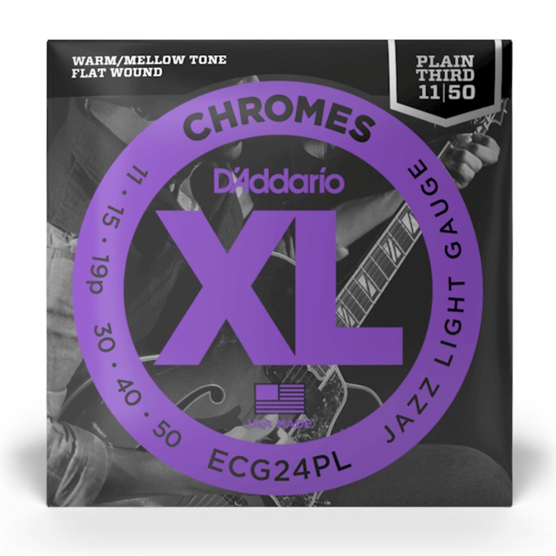D’Addario ECG24PL Plain Third Flatwound Electric Guitar Strings (Jazz Light) – 11-50