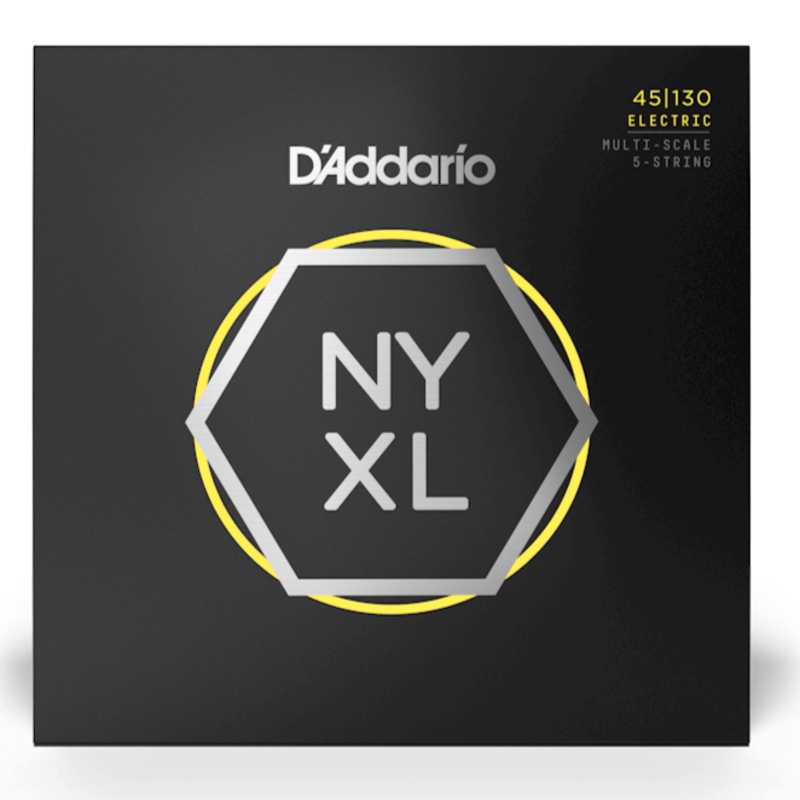 D’Addario NYXL45130MS Multiscale 5-String Fanned Fret Electric Bass Strings (Regular Light) – 45-130