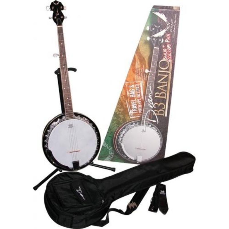 Dean B3 PK 5-String Banjo Pack With Gig Bag Strap & Pitch Pipe