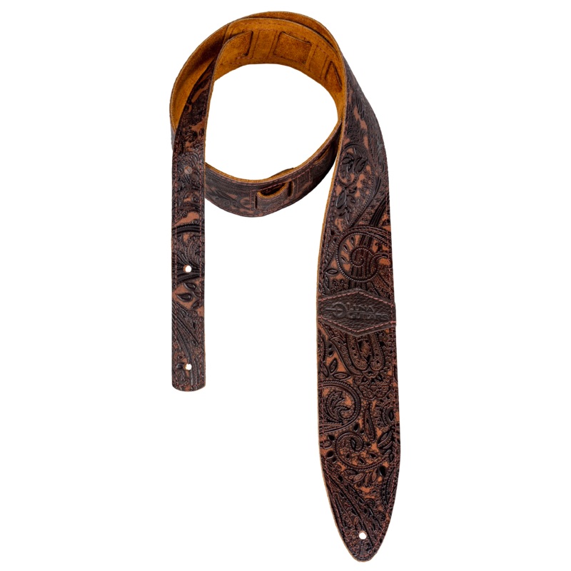 Luna STRAP LUNA LTH SLDR BR Leather Guitar Strap (Paisley Brown)