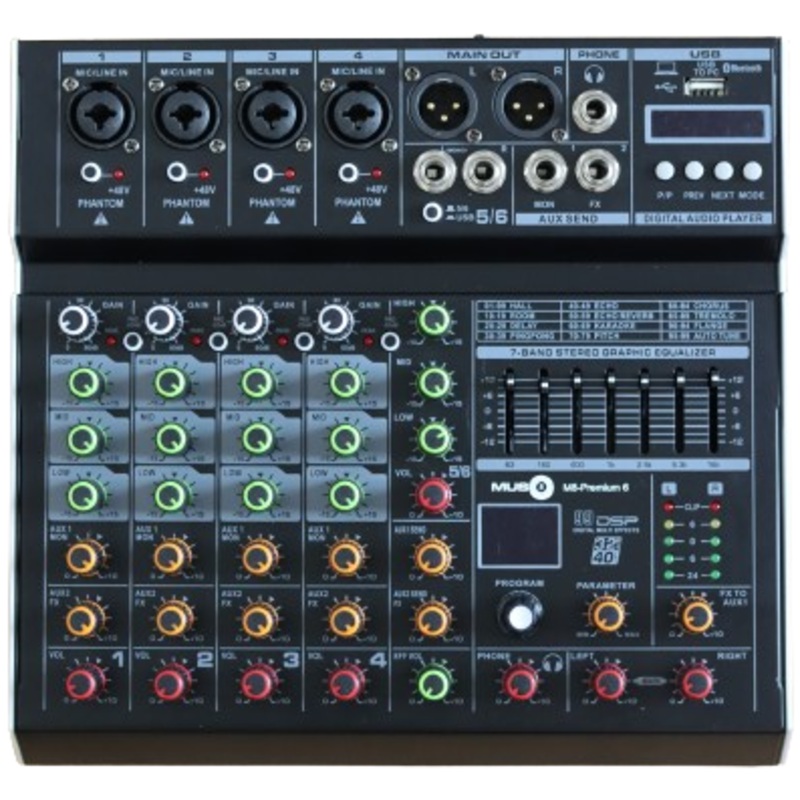 Music8 PREMIUM 6-Channel Professional Mixer