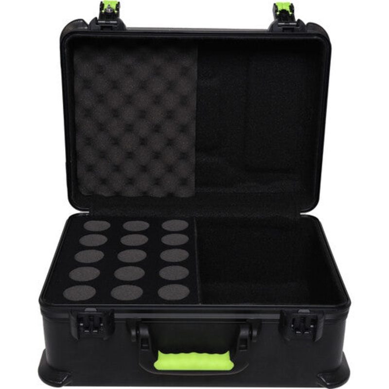 Gator SH-MICCASE15 Molded Case with Drops for 15 Wired Microphones and TSA-Approved Latches