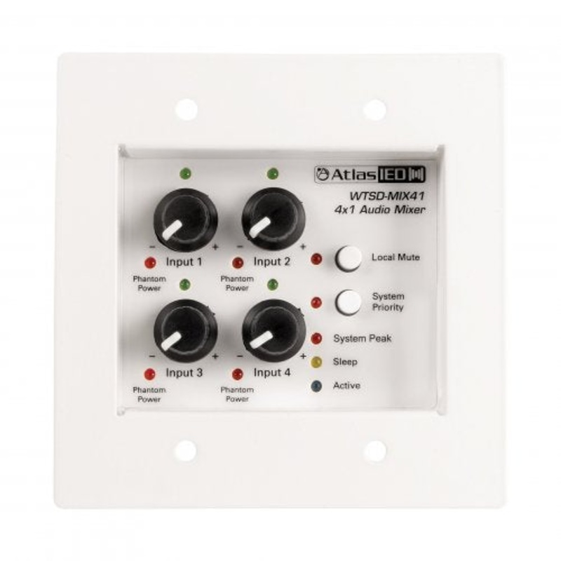 AtlasIED WTSD-MIX41K 4×1 Mic/Line Mixer W/Optional Dante Audio Network Interface