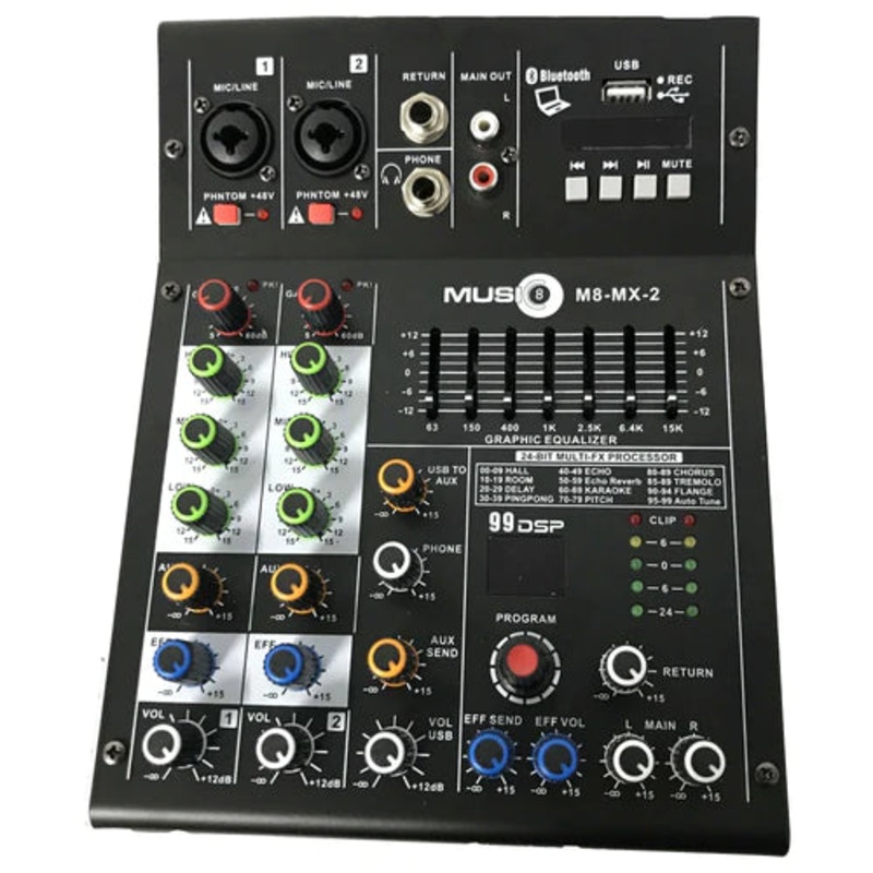 Music8 M8-MX2 USB 5-Channel Mixing Console/ Interface Mixer With EQ and DSP