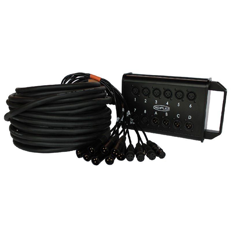 Digiflex HE8-4X-75 8/4 Channel Snake w/XLR Returns – 75 Foot