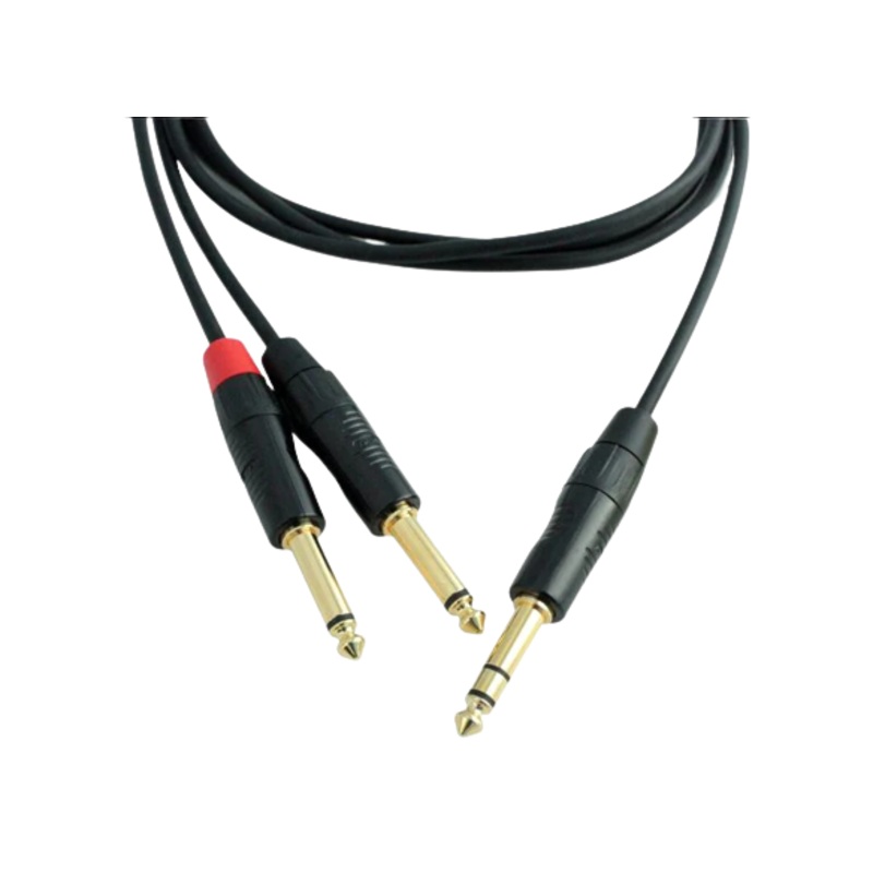 Digiflex HIN-1K-2P-3 Pro Splitter Cable Mini TRS to 2x TS Plug – 3 Foot