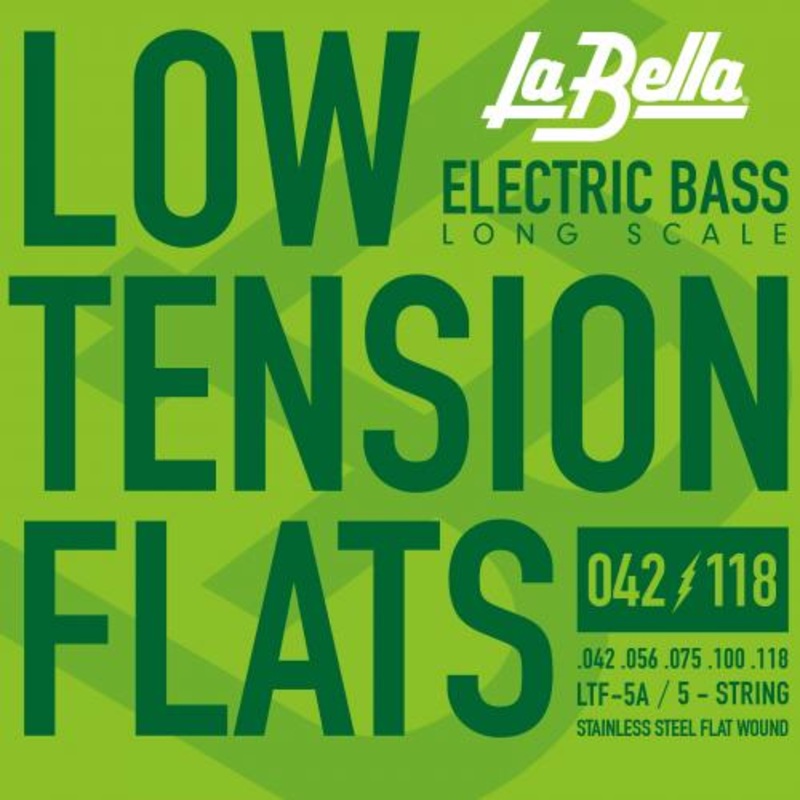 La Bella LTF-5A Flatwound 5-String Bass Strings – Low Tension 42-118