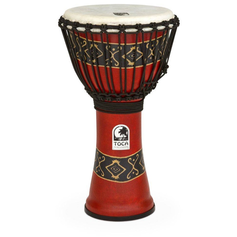 Toca SFDJ-10RP Synergy Freestyle Rope-Tuned Djembe (Bali Red) – 10″