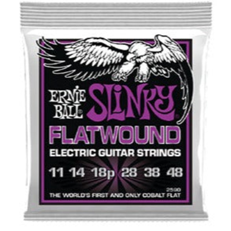 Ernie Ball 2590EB Power Slinky Flatwound Electric Guitar Strings 11-48