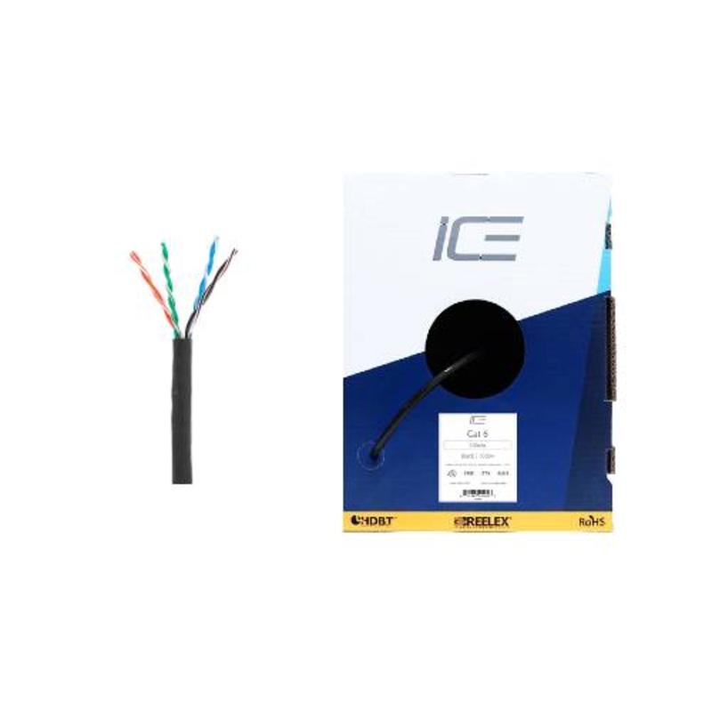 Ice Cable CAT6/BLK HDBaseT 23awg Cat6 Cable – 1000ft Box (Black)