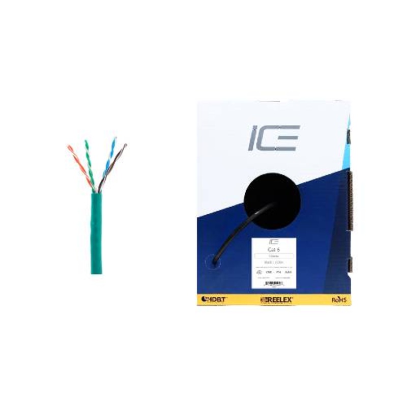 Ice Cable CAT6/GRN HDBaseT 23awg Cat6 Cable – 1000ft Box (Green)