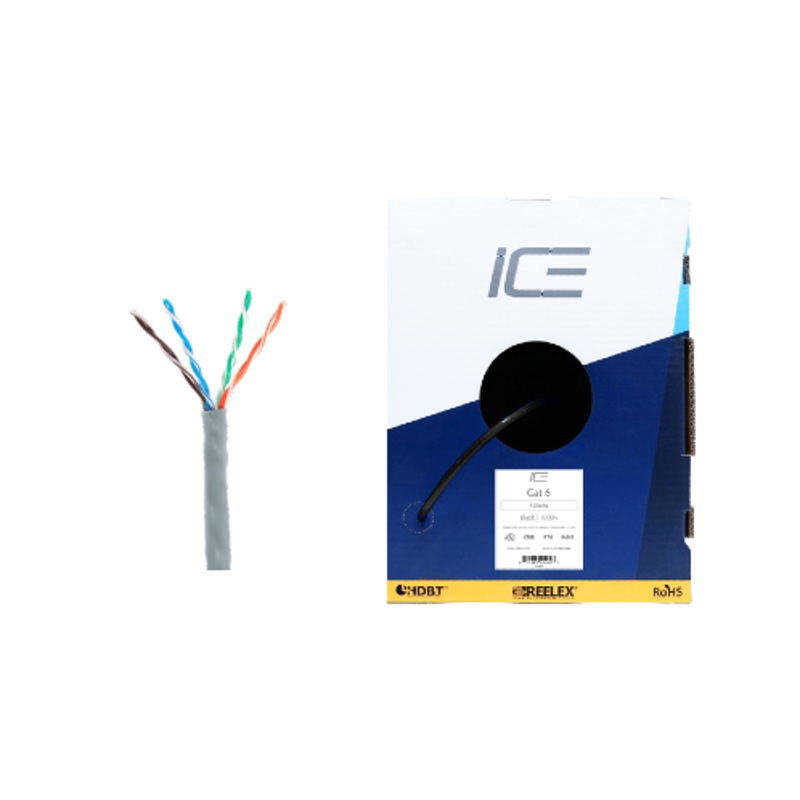 Ice Cable CAT6/GRY HDBaseT 23awg Cat6 Cable – 1000ft Box (Gray)