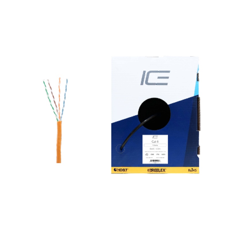 Ice Cable CAT6/ORA HDBaseT 23awg Cat6 Cable – 1000ft Box (Orange)