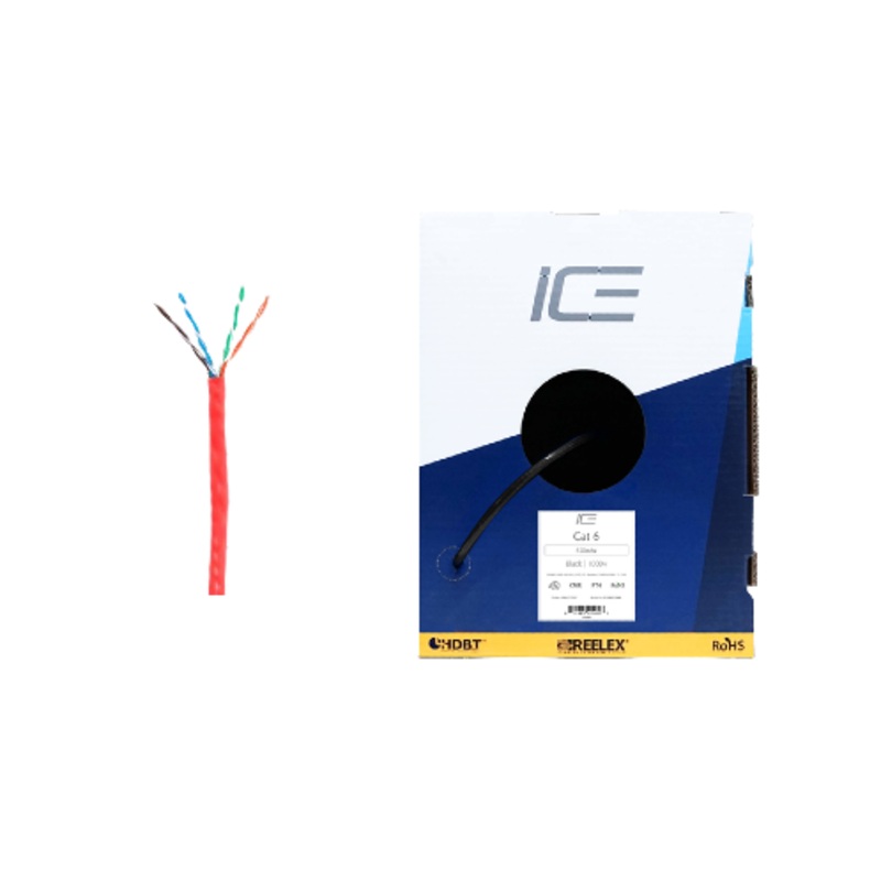 Ice Cable CAT6/RED HDBaseT 23awg Cat6 Cable – 1000ft Box (Red)