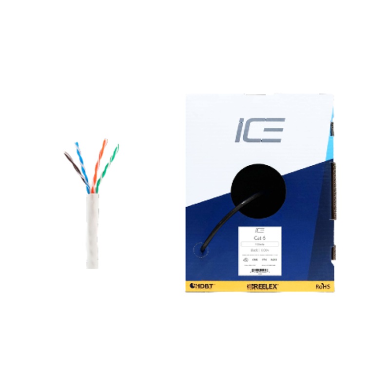 Ice Cable CAT6/WHT HDBaseT 23awg Cat6 Cable – 1000ft Box (White)
