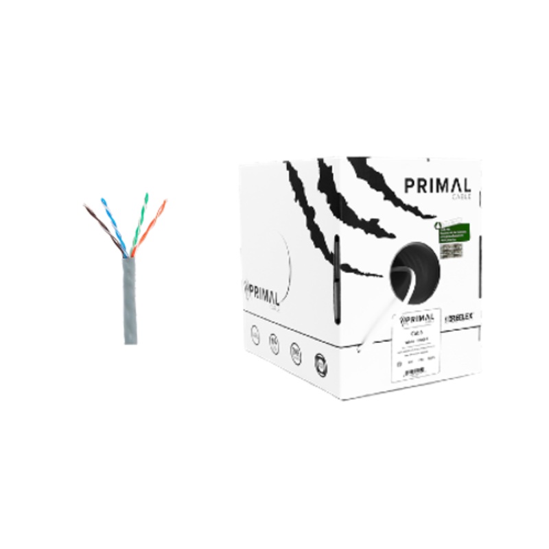 Ice Cable PR/CAT6/GRY Primal Cat6 Cable Solid w/Spine – 1000ft Box (Gray)