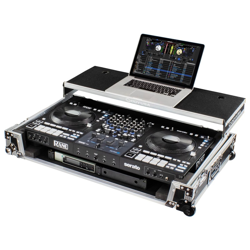 Odyssey FZGSRANE4W1 RANE FOUR 1U Flight Case w/Glide Style Laptop Platform and Wheels