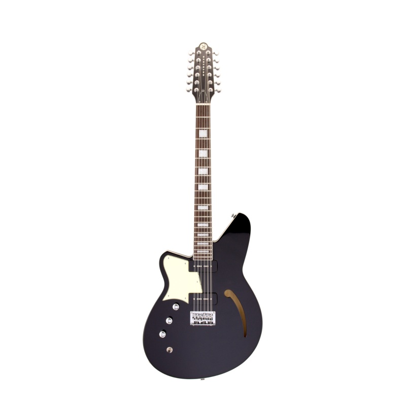 Reverend AIRWAVE 12-String Left-Handed Semi Hollow-Body Electric Guitar (Midnight Black)