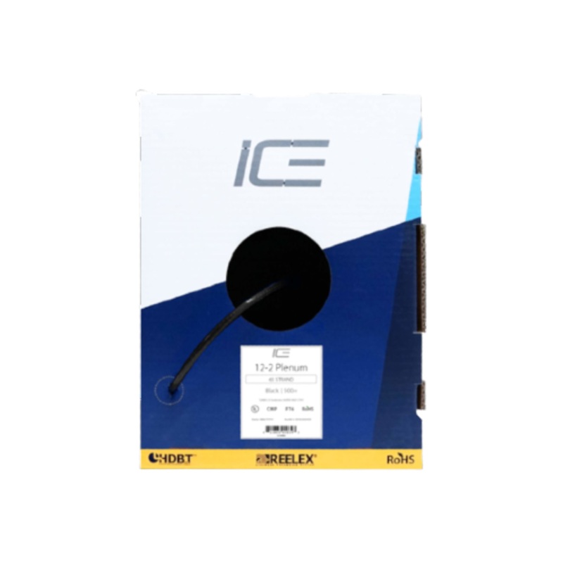 Ice Cable 12-2/P/BLK 12-2 Plenum Cable – 500ft Box (Black)