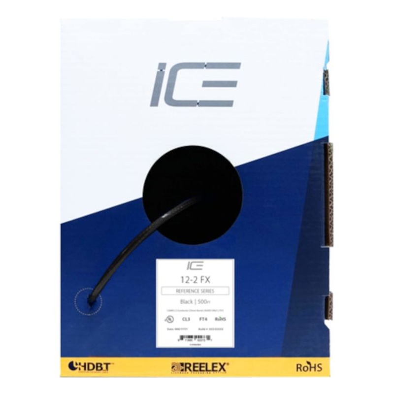 Ice Cable 12-2FX/BOX/BLK 12-2 Direct Burial Cable – 500ft Box (Black)