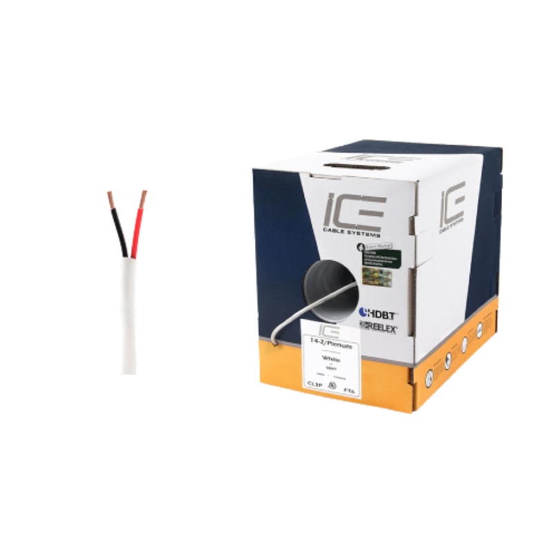Ice Cable 14-2/P/WHT 14-2 Plenum Cable – 500ft Box (White)