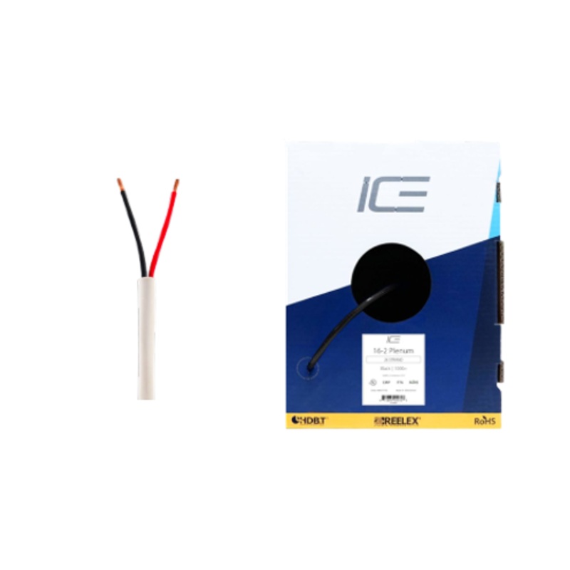 Ice Cable 16-2/P/WHT 16-2 Plenum Cable – 1000ft Box (White)