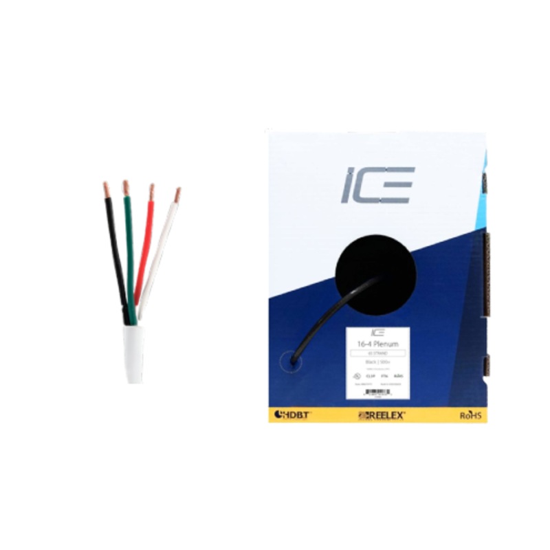 Ice Cable 16-4/P/WHT 14-4 Plenum Cable – 500ft Box (White)