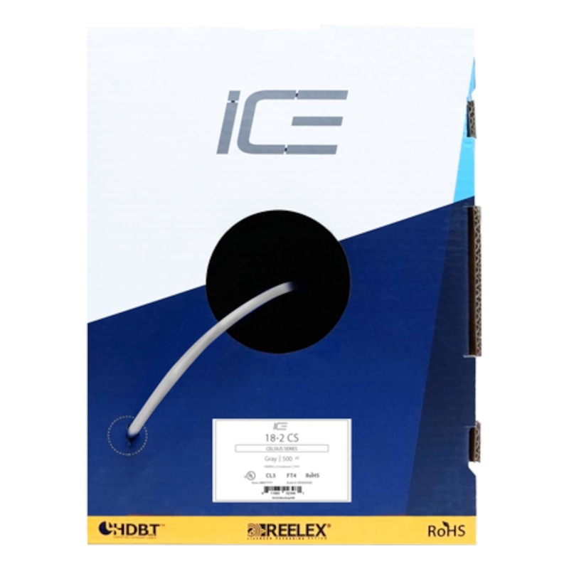 Ice Cable 18-2CS/BOX/GRY/500 Reduced Thickness 18-2 Cable – 500ft Box (Grey)