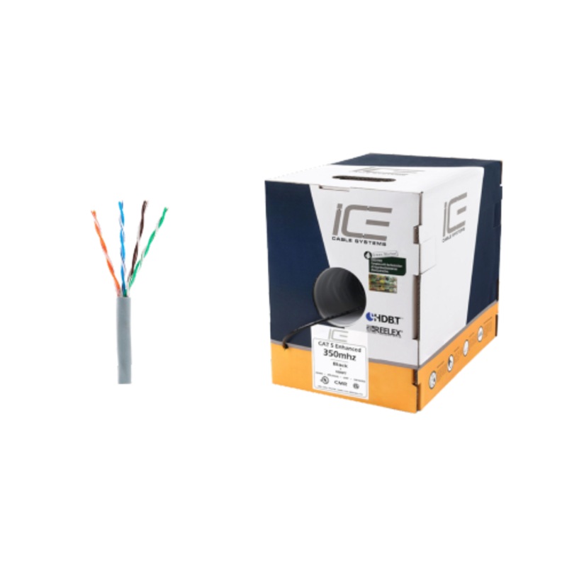 Ice Cable CAT5E/GRY Cat5e Cable – 1000ft Box (Gray)