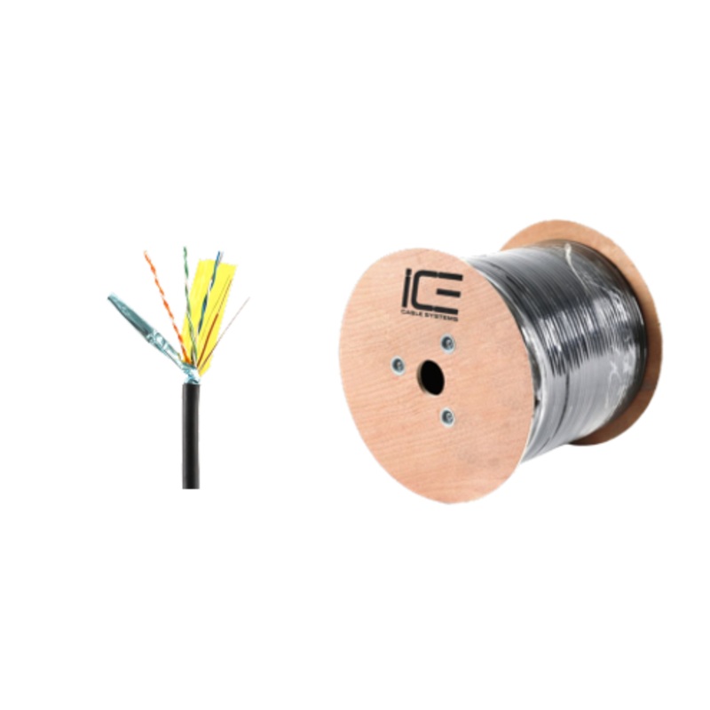 Ice Cable CAT5E/P/SHIELDED/BLK Cat5e Plenum Shielded Cable – 1000ft Spool (Black)