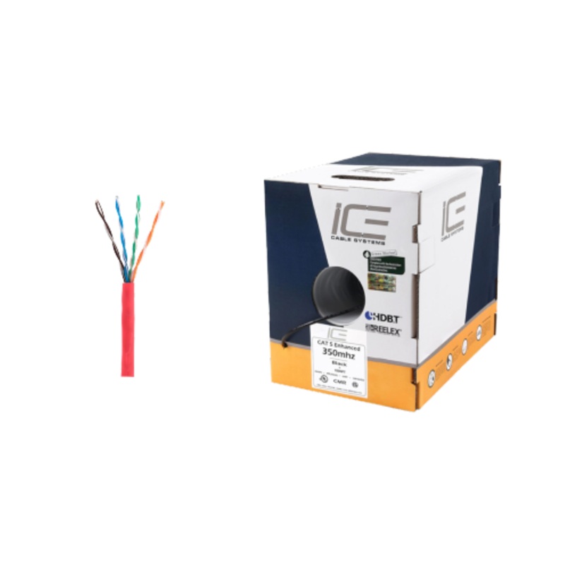 Ice Cable CAT5E/RED Cat5e Cable – 1000ft Box (Red)