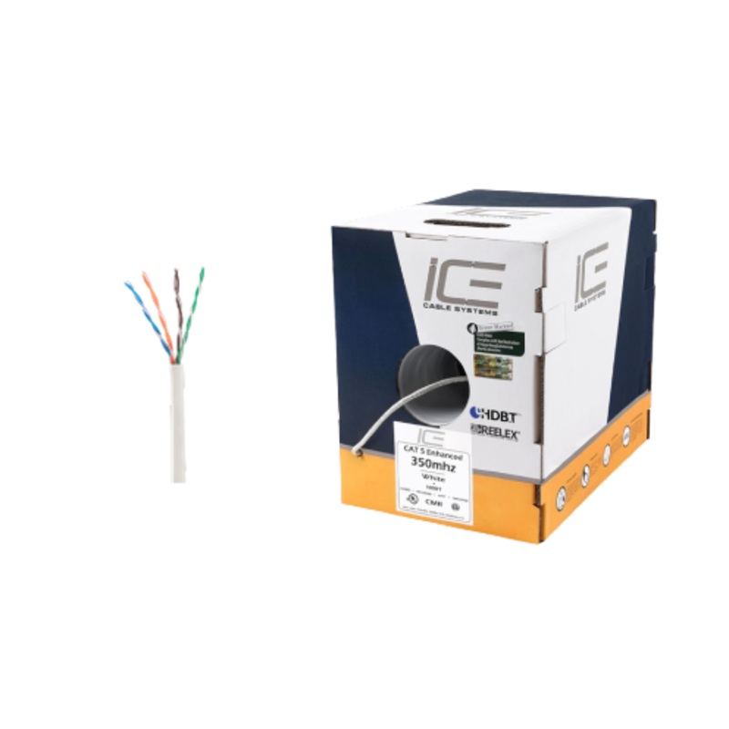 Ice Cable CAT5E/WHT Cat5e Cable – 1000ft Box (White)