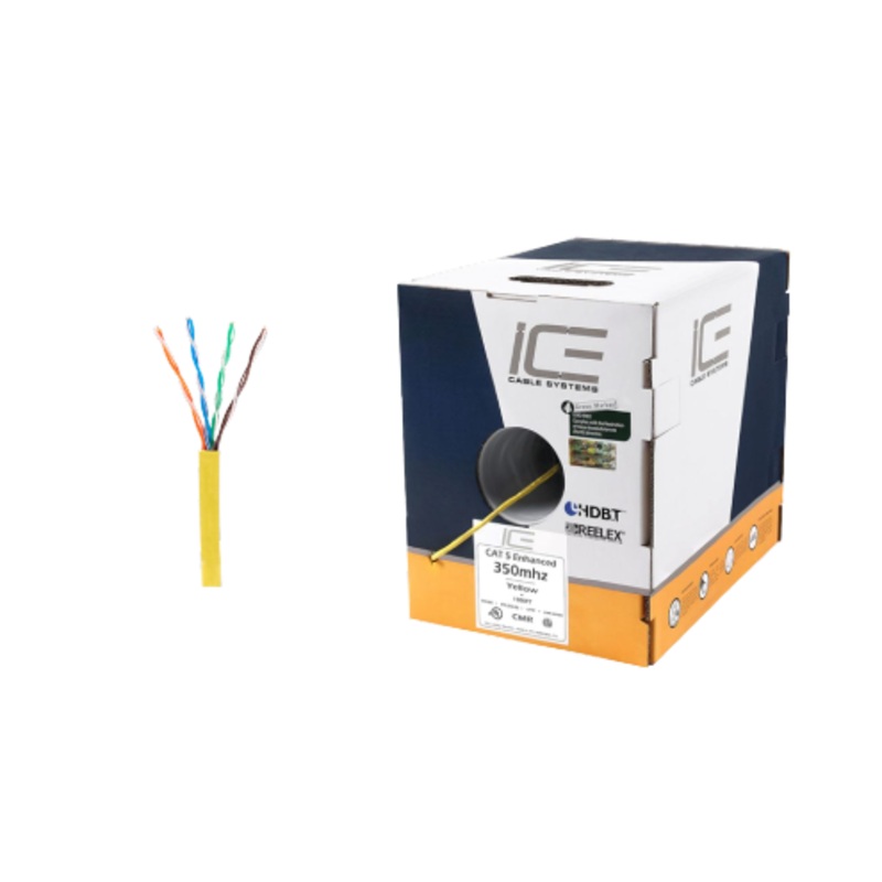 Ice Cable CAT5E/YEL Cat5e Cable – 1000ft Box (Yellow)