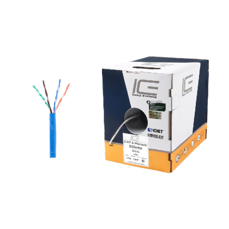 Ice Cable CAT6/P/BLU Cat6 Plenum Cable – 1000ft Box (Blue)
