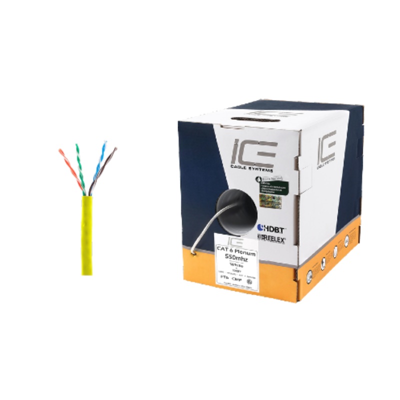 Ice Cable CAT6/P/YEL Cat6 Plenum Cable – 1000ft Box (Yellow)