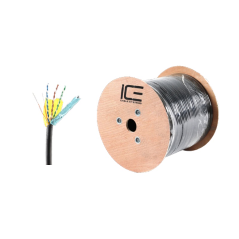 Ice Cable CAT6/SHIELDED/BLK Cat6 Shielded Cable – 1000ft Spool (Black)