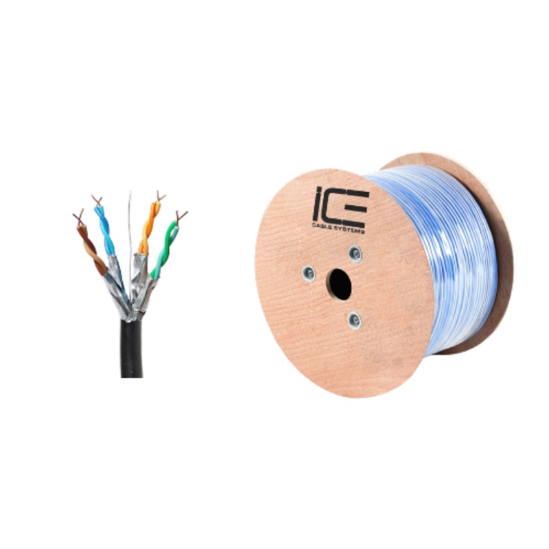 Ice Cable CAT7/BLK Cat7 10Gig 600mhz Cable – 1000ft Spool (Black)