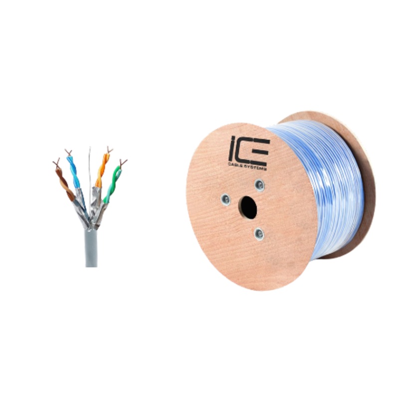 Ice Cable CAT7/GRY Cat7 10Gig 600mhz Cable – 1000ft Spool (Gray)