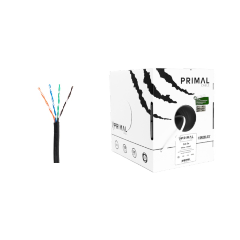 Ice Cable PR/CAT5E/BLK Cat5e Primal Cable – 1000ft Box (Black)