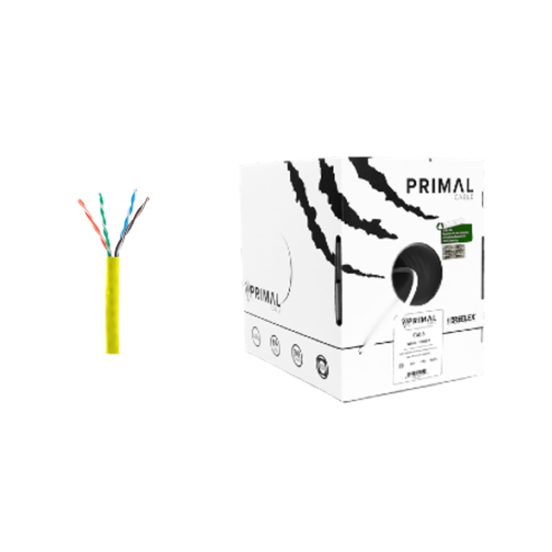 Ice Cable PR/CAT6/YEL Primal Cat6 Cable Solid w/Spine – 1000ft Box (Yellow)