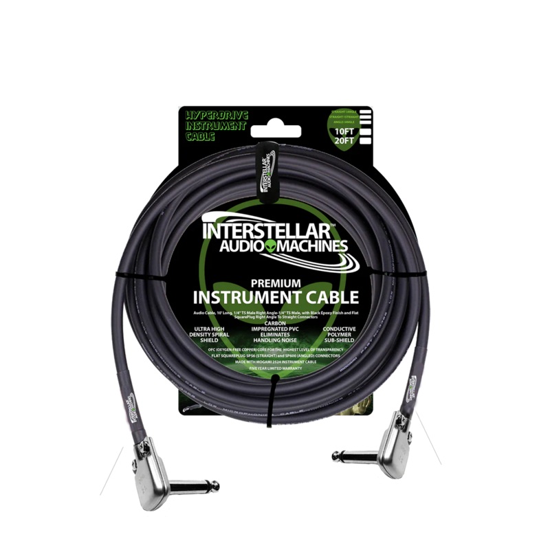 Interstellar Audio Machines HYPERDRIVE Angle/Angle Premium Instrument Cables (Space Black) – 10ft